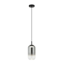 Orvella Slim Pendant Ceiling Light Black Matt-Smoked Glass LED 3000K - thumbnail 1