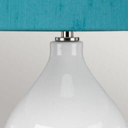 Isla Table Lamp with Round Tapered Shade, Polished Nickel, White, Teal - thumbnail 3
