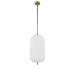 Lato 22cm Globe Pendant Ceiling Light Opal Glass Antique Brass Metal Black Fabric Wire LED E27 - thumbnail 1