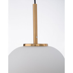 Lato 22cm Globe Pendant Ceiling Light Opal Glass Antique Brass Metal Black Fabric Wire LED E27 - thumbnail 3