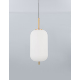 Lato 22cm Globe Pendant Ceiling Light Opal Glass Antique Brass Metal Black Fabric Wire LED E27 - thumbnail 2