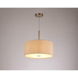 Baymont Satin Nickel E27 Single Pendant With 40cm x 18cm Dual Faux Silk Shade, Nude Beige/Moonlight - thumbnail 2