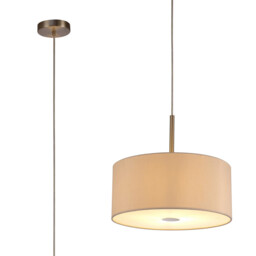 Baymont Satin Nickel E27 Single Pendant With 40cm x 18cm Dual Faux Silk Shade, Nude Beige/Moonlight - thumbnail 1