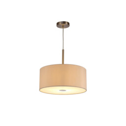 Baymont Satin Nickel E27 Single Pendant With 40cm x 18cm Dual Faux Silk Shade, Nude Beige/Moonlight - thumbnail 5