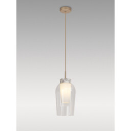 Nora Single Pendant, 1 Light Adjustable E27, Gold/White/Clear Glass With Frosted Inner - thumbnail 2