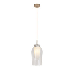 Nora Single Pendant, 1 Light Adjustable E27, Gold/White/Clear Glass With Frosted Inner - thumbnail 5