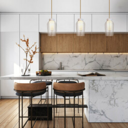 Nora Single Pendant, 1 Light Adjustable E27, Gold/White/Clear Glass With Frosted Inner - thumbnail 3
