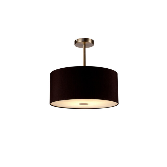 Baymont Satin Nickel E27 Semi Flush With 40cm x 18cm Dual Faux Silk Shade, Black/Green Olive - image 1