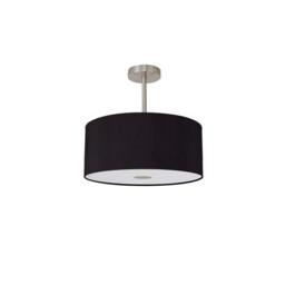 Baymont Satin Nickel E27 Semi Flush With 40cm x 18cm Dual Faux Silk Shade, Black/Green Olive - thumbnail 5