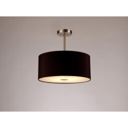 Baymont Satin Nickel E27 Semi Flush With 40cm x 18cm Dual Faux Silk Shade, Black/Green Olive - thumbnail 2