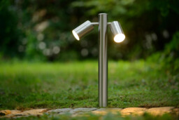 Arne-Led Modern Bollard Light Outdoor - Ø 6,3cm - LED - GU10 - 2x5W 2700K - IP44 - Satin Chrome - thumbnail 5