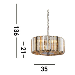 Chapeau 3 Light Chrome Pendant / Semi Flush, Amber, Smoke And Clear Glass Crystals - thumbnail 5