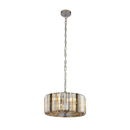Chapeau 3 Light Chrome Pendant / Semi Flush, Amber, Smoke And Clear Glass Crystals - thumbnail 1