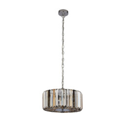 Chapeau 3 Light Chrome Pendant / Semi Flush, Amber, Smoke And Clear Glass Crystals - thumbnail 3