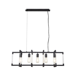 Canto Rectangular Pendant 5 Light E27 Graphite/Acrylic - thumbnail 1