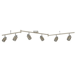 Samson 6 Light Bathroom Ceiling Spotlight Bar Satin Silver IP44, GU10 - thumbnail 2