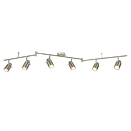 Samson 6 Light Bathroom Ceiling Spotlight Bar Satin Silver IP44, GU10