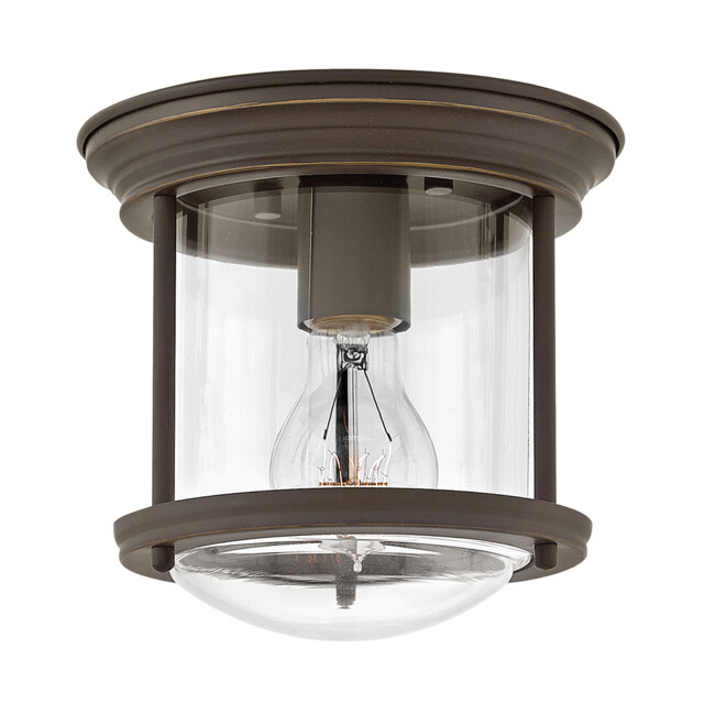 Hinkley Hadrian 1 Light Flush Mount Oil Rubbed Bronze with Glass IP44 - image 1