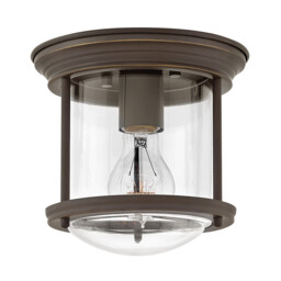 Hinkley Hadrian 1 Light Flush Mount Oil Rubbed Bronze with Glass IP44 - thumbnail 1