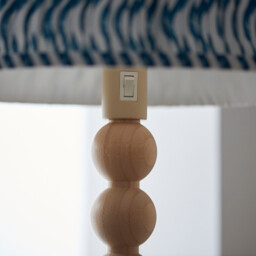 Cane Natural Bamboo Floor Lamp with Marlin Blue Fabric Ripple Shade 40cm E27 - thumbnail 5