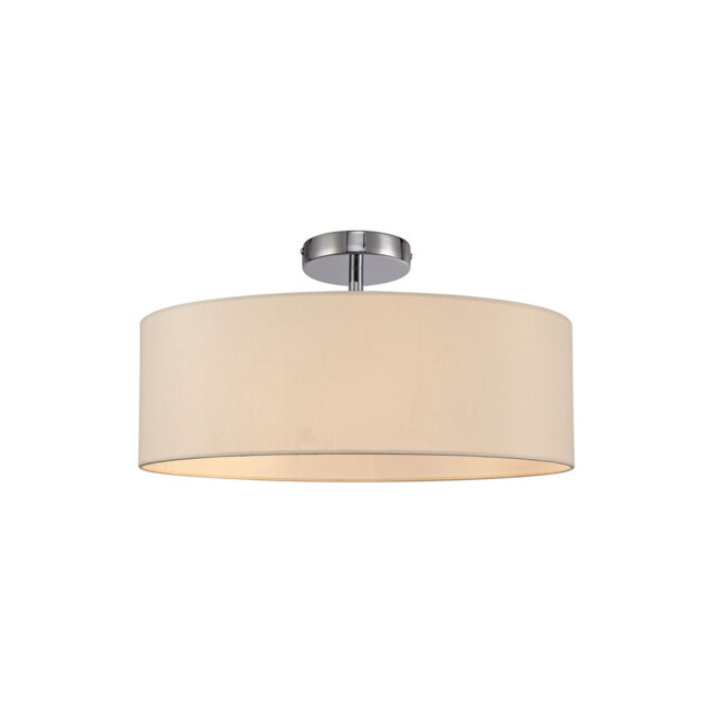 Baymont Polished Chrome 3 Light E27 Drop Flush, With 45cm x 15cm Dual Faux Silk Shade, Nude Beige/Moonlight - image 1
