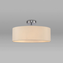Baymont Polished Chrome 3 Light E27 Drop Flush, With 45cm x 15cm Dual Faux Silk Shade, Nude Beige/Moonlight - thumbnail 2