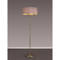 Banyan 3 Light Switched Floor Lamp With 50cm x 20cm Dual Faux Silk Shade, Taupe/Halo Gold Antique Brass - thumbnail 2