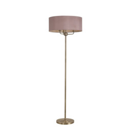 Banyan 3 Light Switched Floor Lamp With 50cm x 20cm Dual Faux Silk Shade, Taupe/Halo Gold Antique Brass - thumbnail 5
