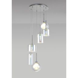 Baldwin 45cm Round Pendant 2.5m, 6 x G9, Polished Chrome/Iridescent/Frosted Type A,B,C Shade - thumbnail 3