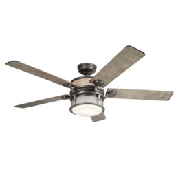 Kichler Ahrendale 5 Blade 152cm Ceiling Fan with LED Light Anvil Iron IP44 Remote Control - thumbnail 1