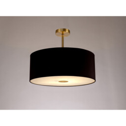 Baymont Antique Brass E27 Semi Flush With 50cm x 20cm Dual Faux Silk Shade, Black/Green Olive - thumbnail 2