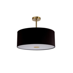 Baymont Antique Brass E27 Semi Flush With 50cm x 20cm Dual Faux Silk Shade, Black/Green Olive - thumbnail 5