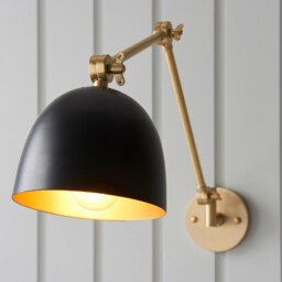 Lehal Dome Adjustable Arm Wall Lamp Antique Solid Brass, Matt Black - thumbnail 2
