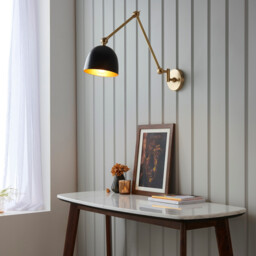 Lehal Dome Adjustable Arm Wall Lamp Antique Solid Brass, Matt Black - thumbnail 5