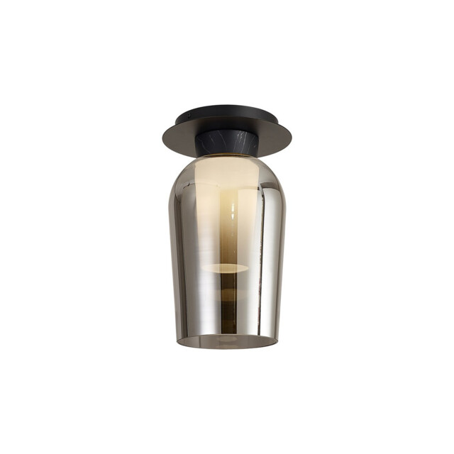 Nora Semi Ceiling, 1 Light E27, Black/Black Marble/Chrome Glass With Frosted Inner - image 1