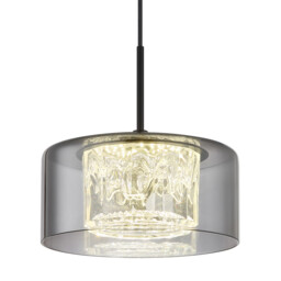 Fogsy Slim Pendant Ceiling Light Matt Black Smoke Glass Shade LED 4000K - thumbnail 3