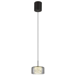 Fogsy Slim Pendant Ceiling Light Matt Black Smoke Glass Shade LED 4000K