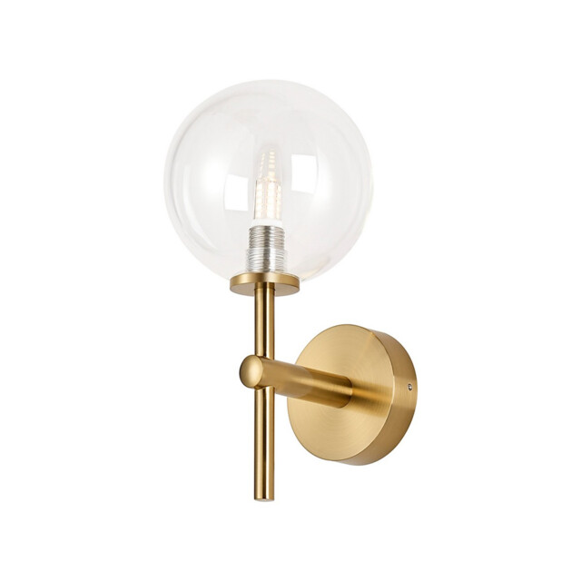 Tivoli Medium Arm Wall Light, 1 Light G9, IP44, Brass Gold/Clear Smooth Round Glass - image 1