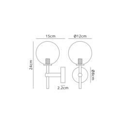 Tivoli Medium Arm Wall Light, 1 Light G9, IP44, Brass Gold/Clear Smooth Round Glass - thumbnail 2