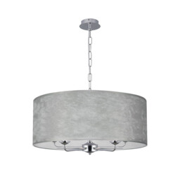 Banyan 5 Light Multi Arm Pendant, E14 Polished Chrome With 60cm x 22cm Silver Leaf With White Lining Shade - thumbnail 5