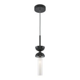 Kyoto Modern Slim Pendant Ceiling Light Black 1xG9 White Shade - thumbnail 1