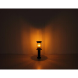 Gracey Outdoor Pedestal Light Matt Black IP54 Smoke Glass Shade 1x E27 Motion Sensor - thumbnail 5