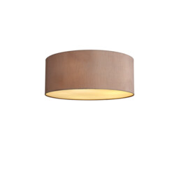 Baymont White 5 Light E27 Universal Flush Ceiling Fixture With 50cm x 20cm Dual Faux Silk Shade, Taupe/Halo Gold