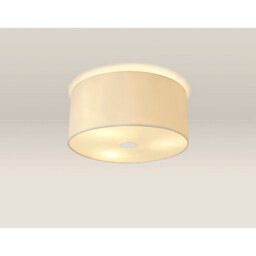 Baymont Polished Chrome 3 Light E27 Flush Ceiling With 40cm x 18cm Faux Silk Shade Ivory Pearl/White Laminate - thumbnail 2