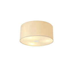 Baymont Polished Chrome 3 Light E27 Flush Ceiling With 40cm x 18cm Faux Silk Shade Ivory Pearl/White Laminate - thumbnail 1