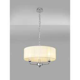 Banyan 3 Light Multi Arm Pendant With 45cm x 15cm Organza Shade Polished Chrome/Cream - thumbnail 2