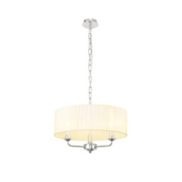 Banyan 3 Light Multi Arm Pendant With 45cm x 15cm Organza Shade Polished Chrome/Cream