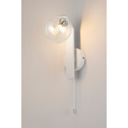 Cortland Pull Switch Wall Light, 1 Light G9, IP44, White/Polished Chrome/Clear Smooth Round Glass - thumbnail 3