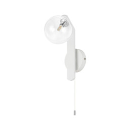 Cortland Pull Switch Wall Light, 1 Light G9, IP44, White/Polished Chrome/Clear Smooth Round Glass - thumbnail 5