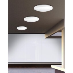 Ivi 40cm Flush Ceiling Light White Opal Glass LED E27 IP44 - thumbnail 2